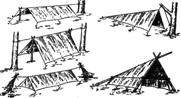 Рис. 14.3. Використання тенту та поліетиленової плівки замість намету
