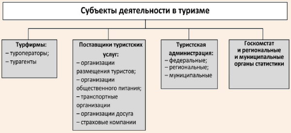 Субъекты деятельности в туризме