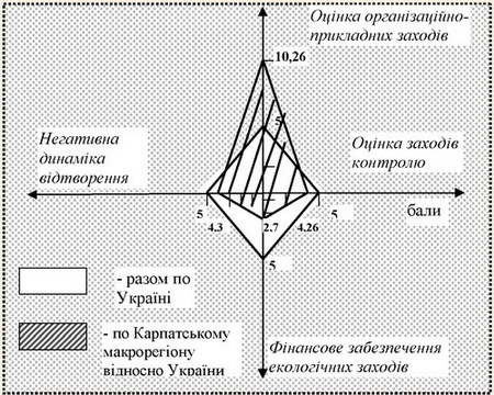 Графічне зображення оцінки ефективності ВПРР Карпатського макрорегіону у розрахунку на одну особу за бальною системою