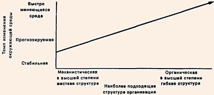 Зависимость структуры организации от темпа изменения окружающей среды