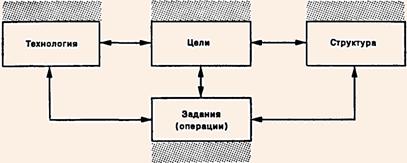 Взаимосвязь технологии, заданий, структуры и целей