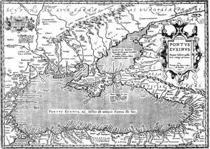 Зразок середньовічної карти-періпла Понта Евксинського (Чорного моря), автор - Ортеліус