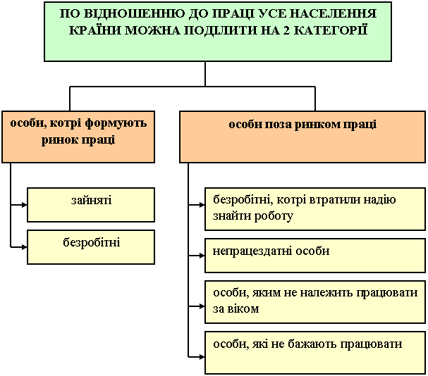 по відношенню до праці усе населення країни можна поділити на 2 категорії